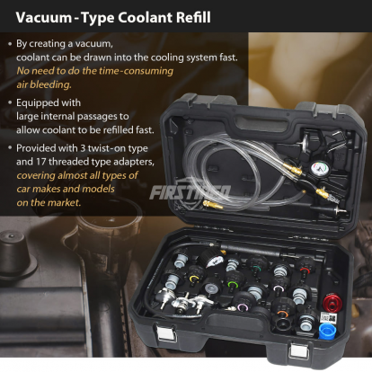 A1647 Cooling System Vacuum Purge and Refill Coolant Pressure Tester Set