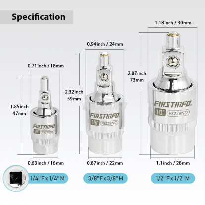 F3229N 3-Piece Magnetic 2-Stage Universal Joint Set