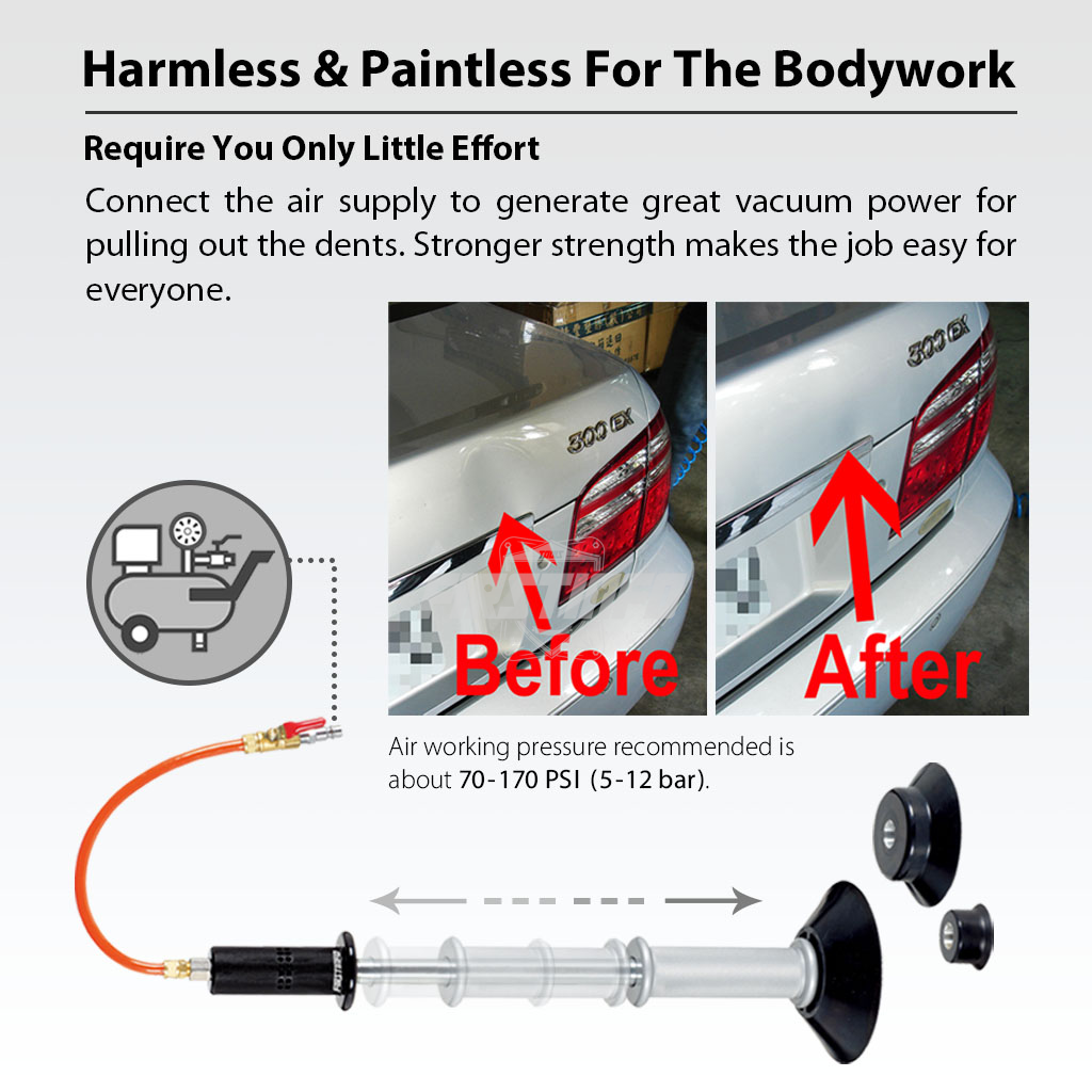 Flat Bar Rubber Hammer Car Paintless Dent Repair Kit Damage Removal Tool